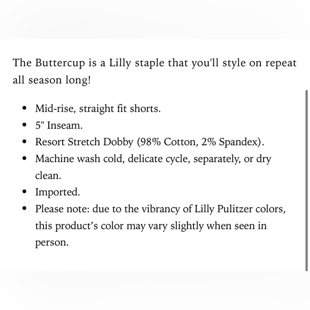 Lilly Pulitzer buttercup shorts - Picture 3 of 3